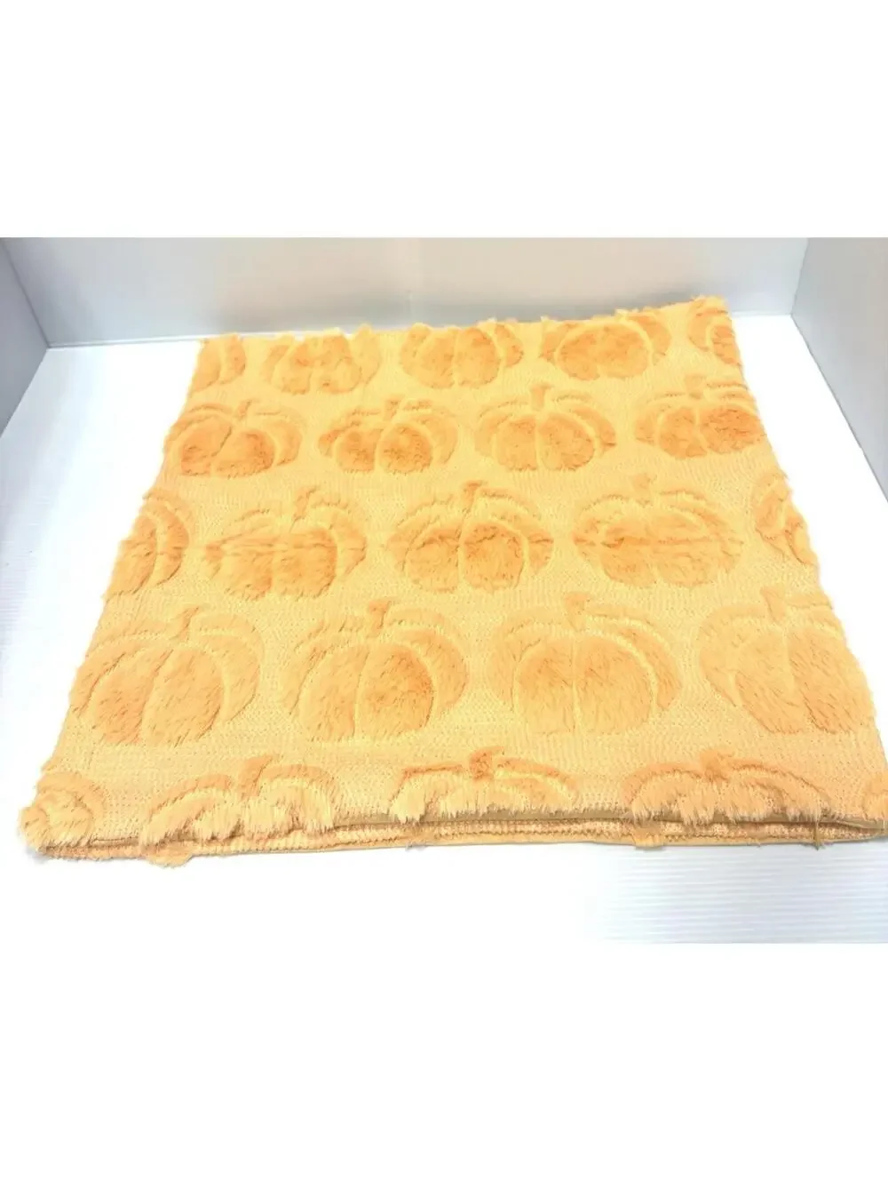 2pc Set Orange Pumpkin Throw Pillow COVERS Chenille Tufted Fall Autumn Decor